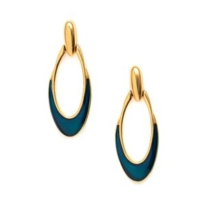Trifari Gold and Teal Earrings